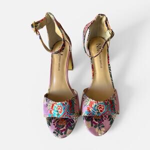 Neiman Marcus paisley silk sandals